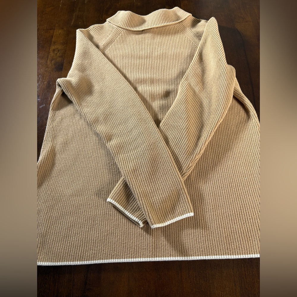 Talbots Beige Ribbed Knit Sweater / 100% Pima cotton / small petite
